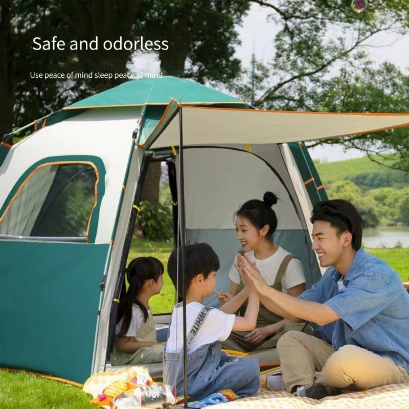 Cheap Goat Tents Outdoor Camping Tent Portable Folding Quick open Automatic Picnic Sunscreen Camping Hexagonal Mountaineering Rainproof Tent   
